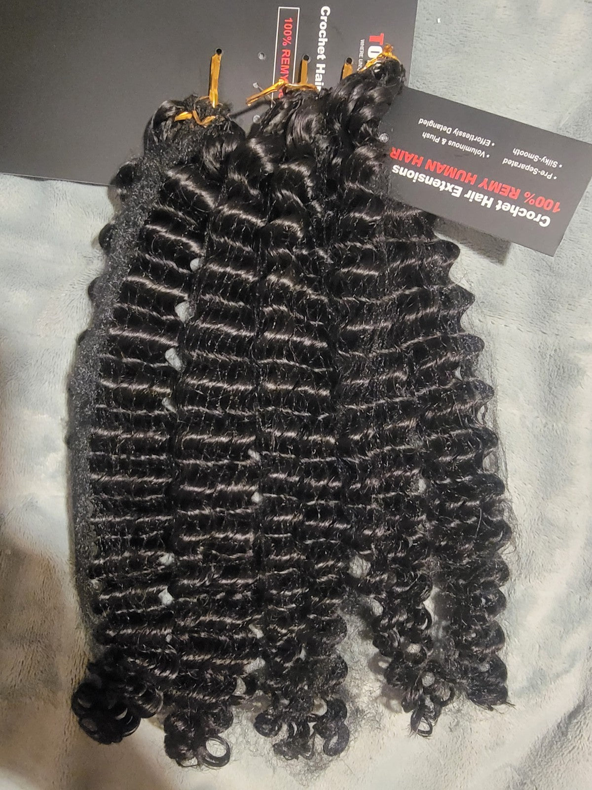 Deep Wave Crochet Hair Extensions 20 Inch Pre-Separated Human Hair - Natural Color