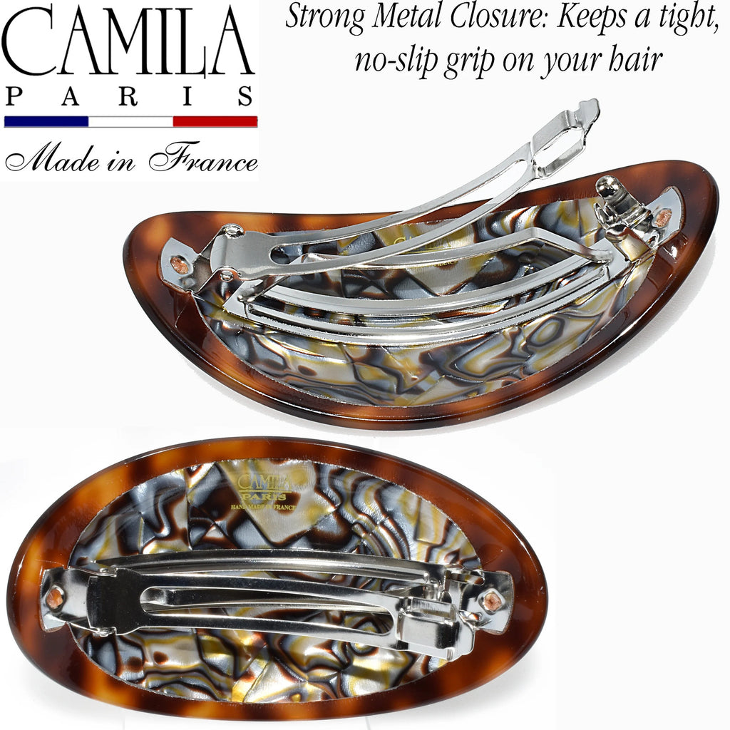 Oval Dual-Tone Handmade Hair Barrette for Women - Secure, Elegant Hair Accessory
