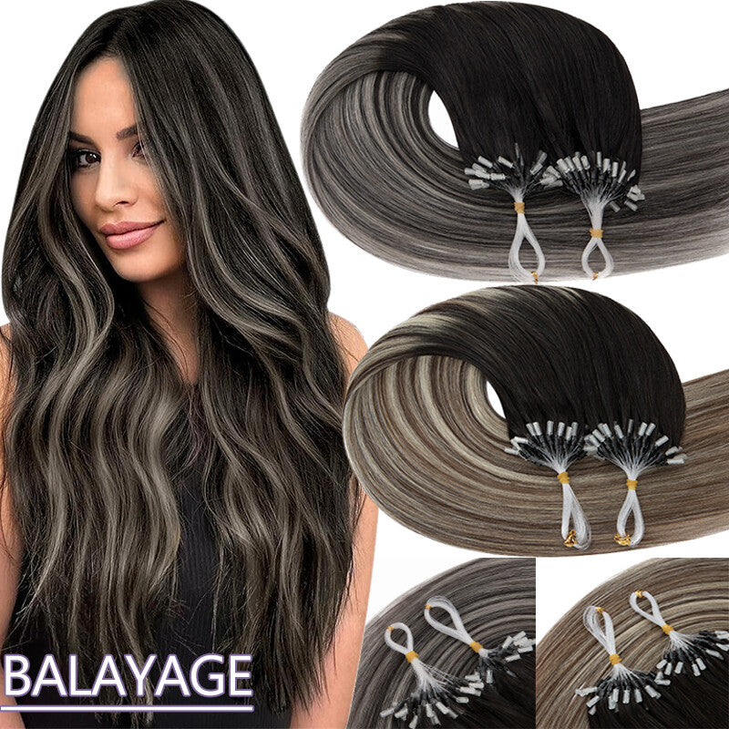 Micro Ring Human Hair Extensions - Remy Straight Microlink Beads, Multiple Lengths & Colors
