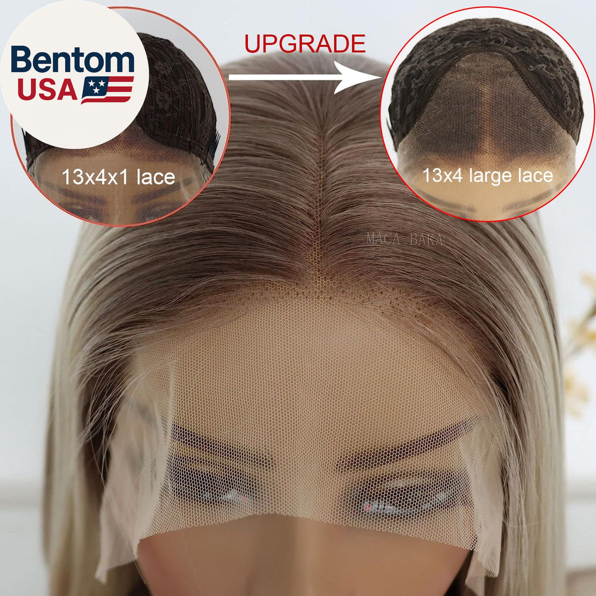 Ash Blonde Lace Front Wig Long Straight Ombre Brown Synthetic Hair