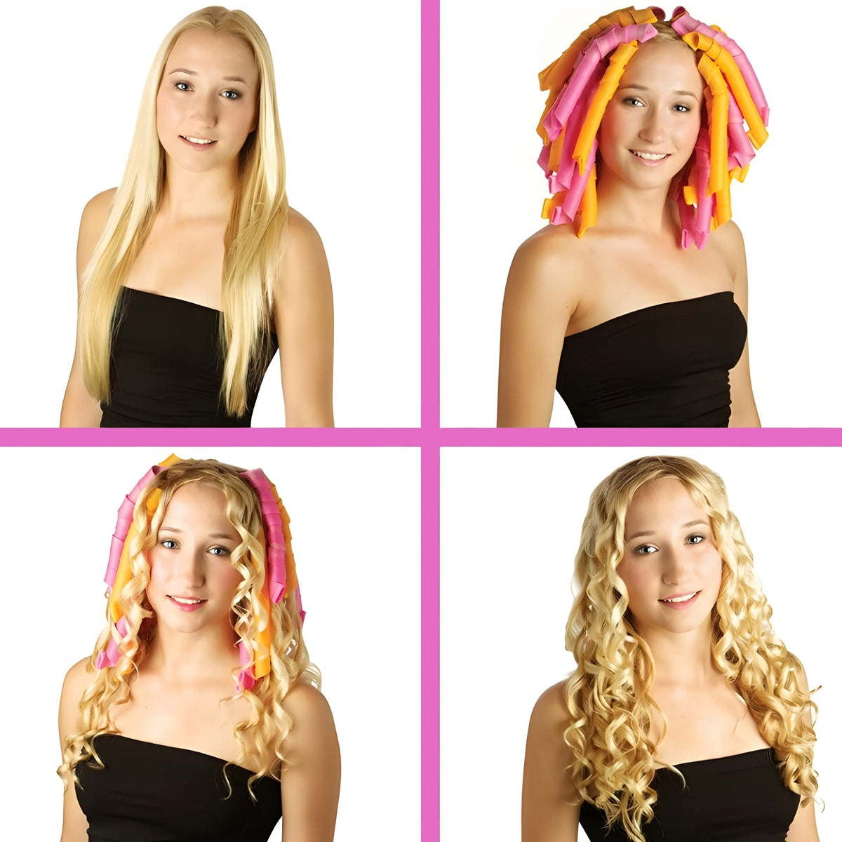 50 Pcs Heatless Spiral Hair Curlers 22 Inch with Hooks for Women - Pink & Orange
