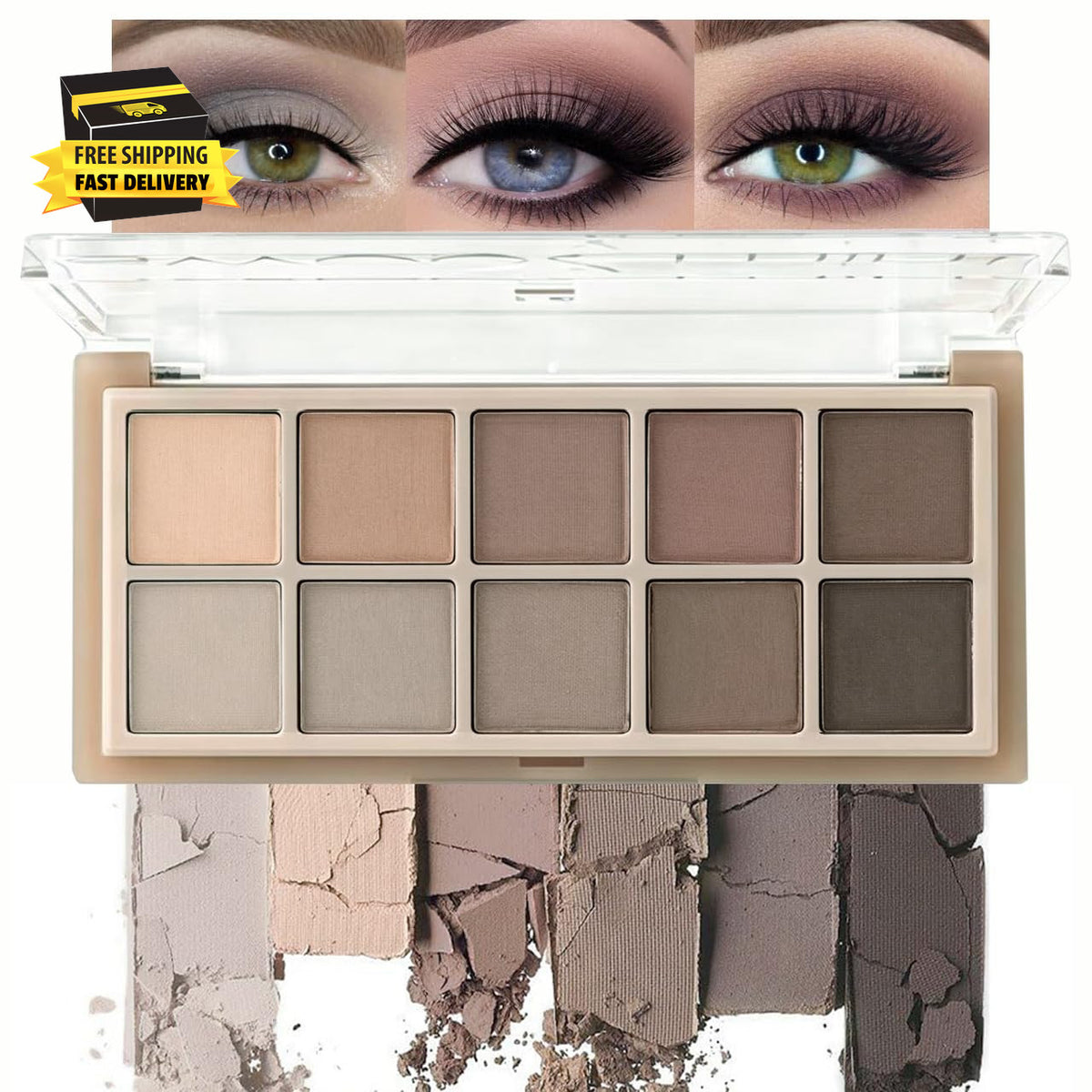 10 Color Matte Eyeshadow Palette for Women - Cool Neutral Tones