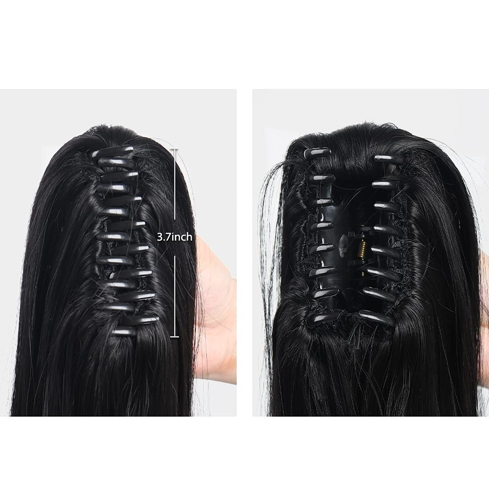 Black Ponytail Extension 22 Inch Clip-In Hairpiece for Easy Styling