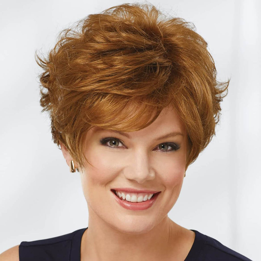 Voluminous Short Synthetic Wig with Wavy Layers and Bangs – Multiple Colors