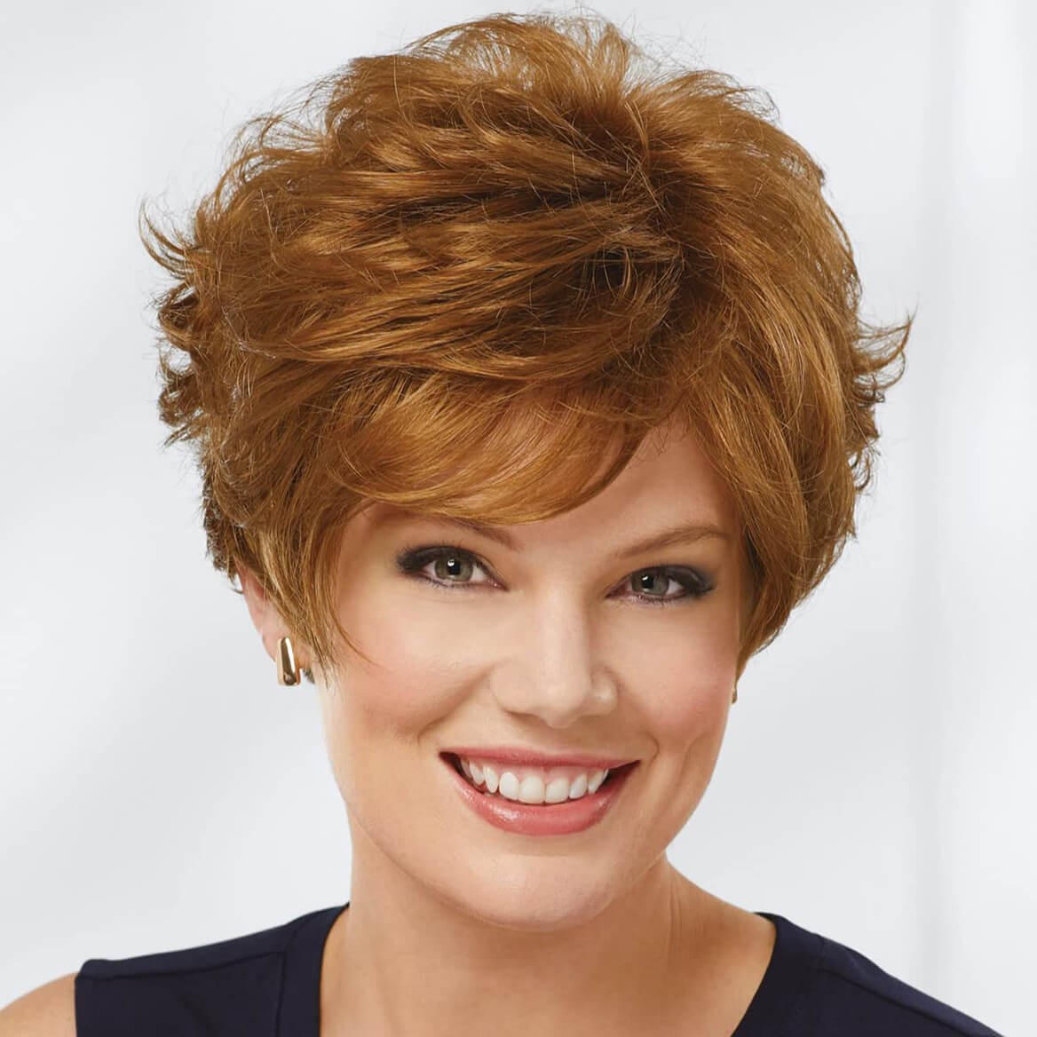 Voluminous Short Synthetic Wig with Wavy Layers and Bangs – Multiple Colors