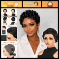 Short Curly Pixie Wig 13x4 Lace Front Human Hair Natural Black Style