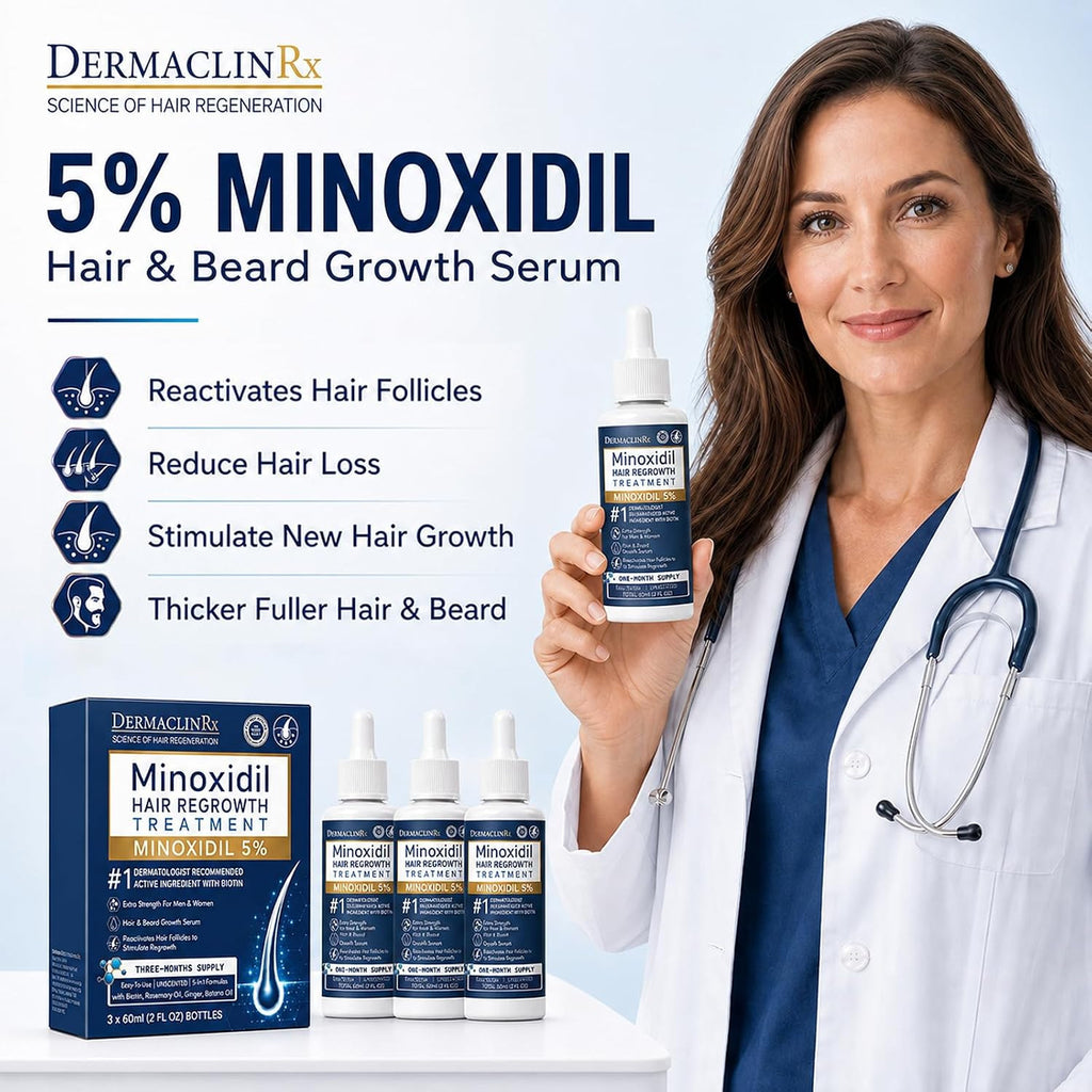 Minoxidil Hair Regrowth Serum for Thinning Hair 3-Pack - Supports Fuller Hair