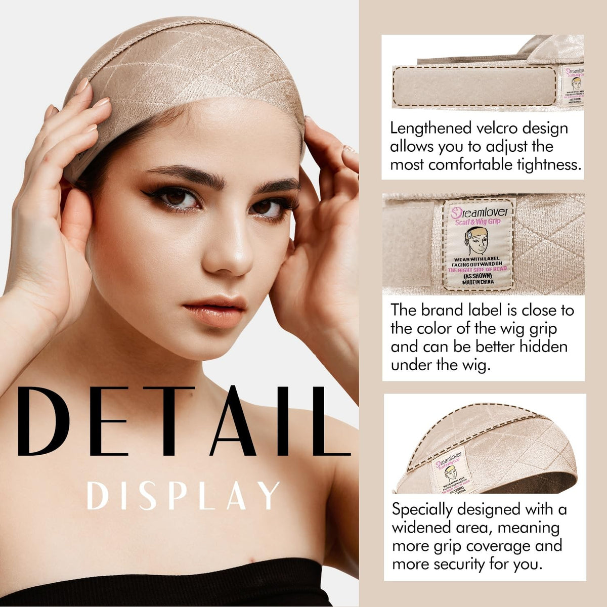 Wide Wig Grip Band for Lace Front Wigs, Velvet Adjustable Headband