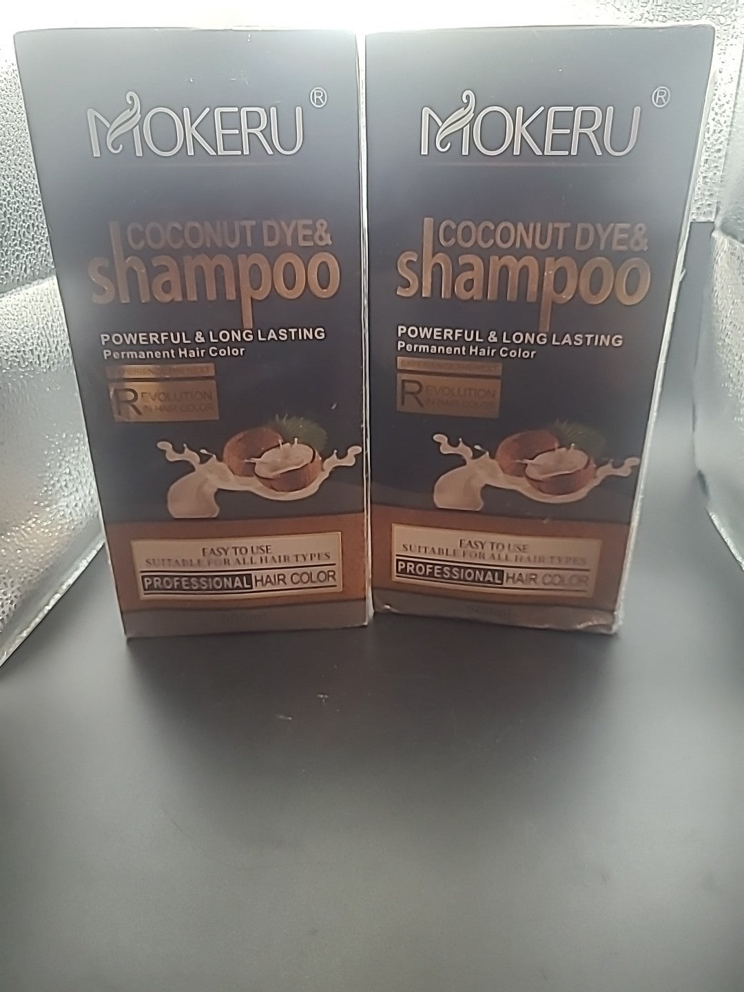 Natural Black Coconut Hair Dye Shampoo Set - 2 Pack, 500ml Each
