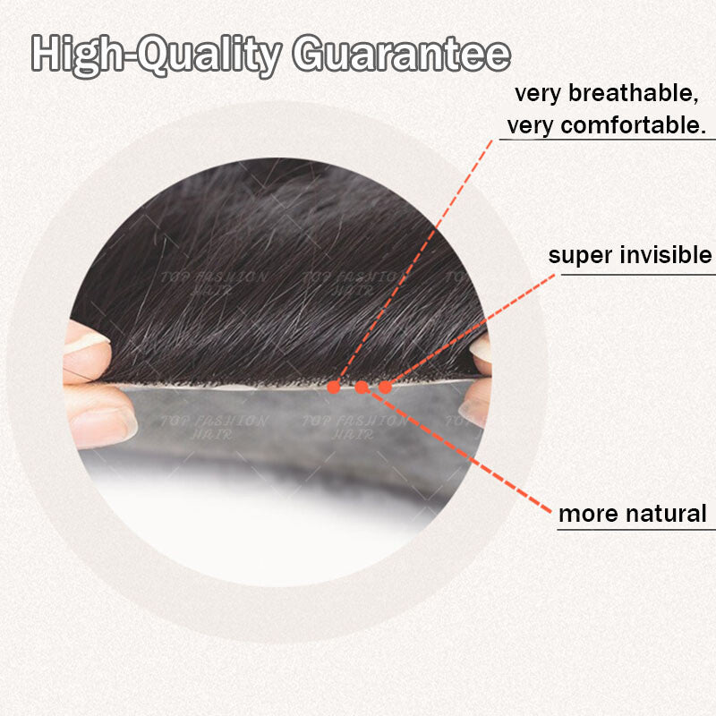 Men's Human Hair Replacement System Toupee with PU Lace Mono Base - Remy Hair Piece