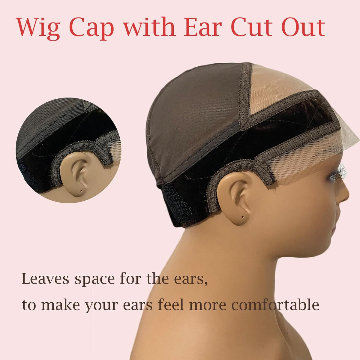 Large Transparent Lace Wig Grip Cap for Glueless Wigs, Adjustable Non-Slip Band