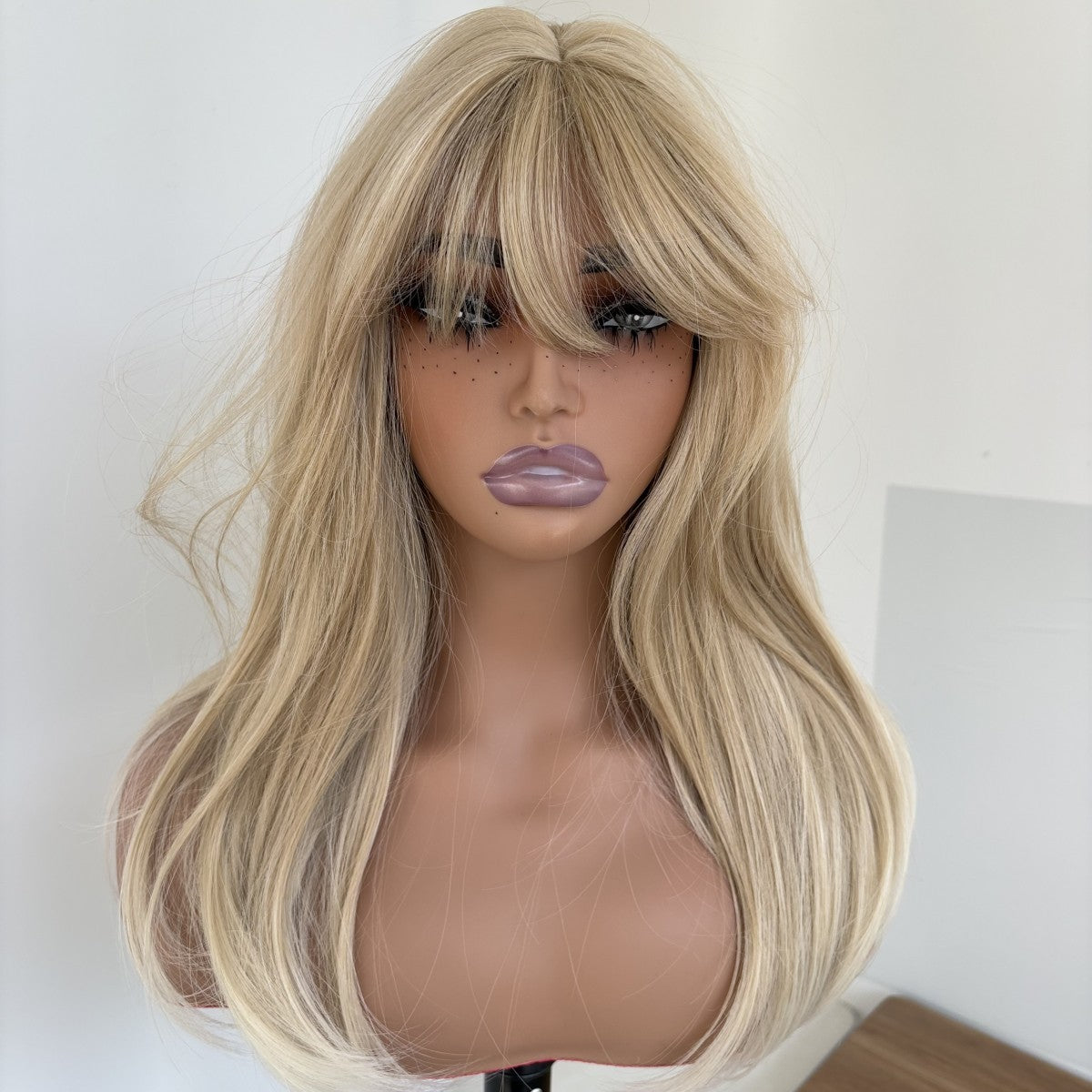 Blonde Synthetic Costume Wig with Bangs — Heat Resistant, Straight Hair