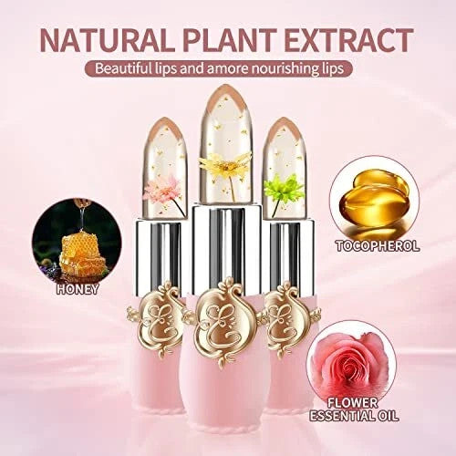 6 Pcs Flower Jelly Lipstick Set - Color Changing Moisturizer & Long Lasting Gloss