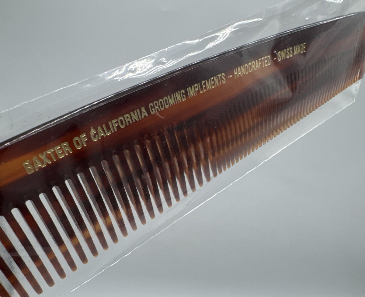 Large Tortoise Shell Grooming Comb - Swiss Made 7.75 Inch Hair Care Tool