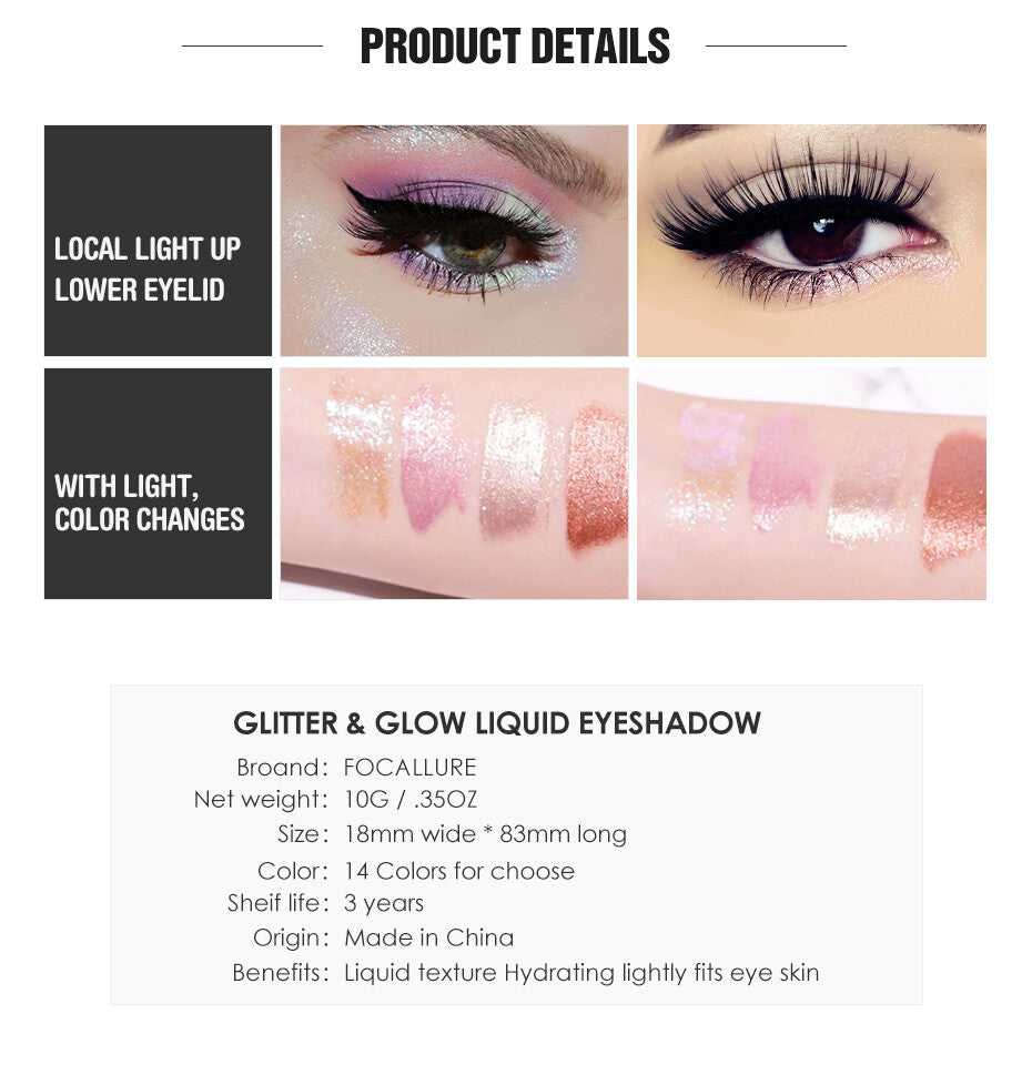 Liquid Eyeshadow Glitter & Glow Waterproof Eye Makeup - Multiple Shades