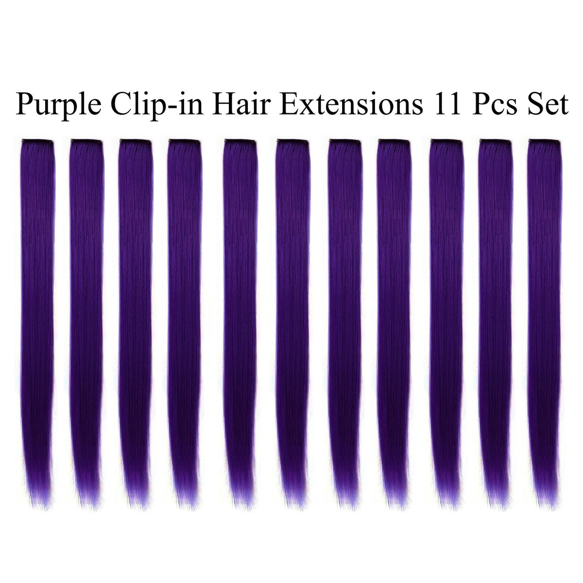 11 Pcs Clip-In Synthetic Hair Extensions - 21 Inch Colorful Straight Hair for Party & Cosplay