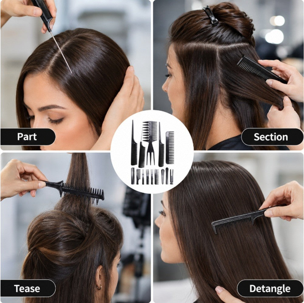 10 Pack Hair Styling Comb Set for Men Women Barber & Salon Use