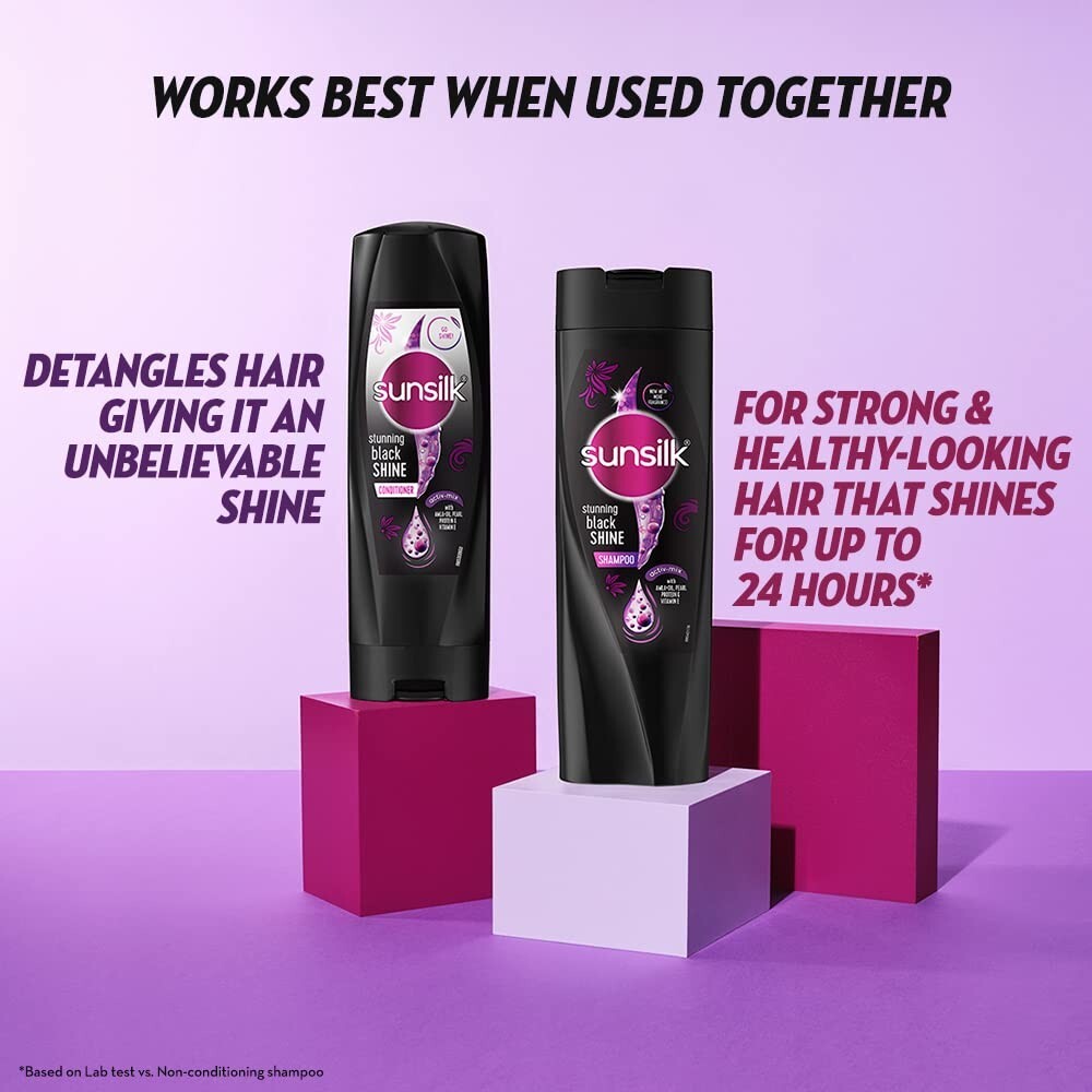 Sunsilk Black Shine Shampoo with Amla & Oil 650ml - Long Lasting Nourishing Hair Care