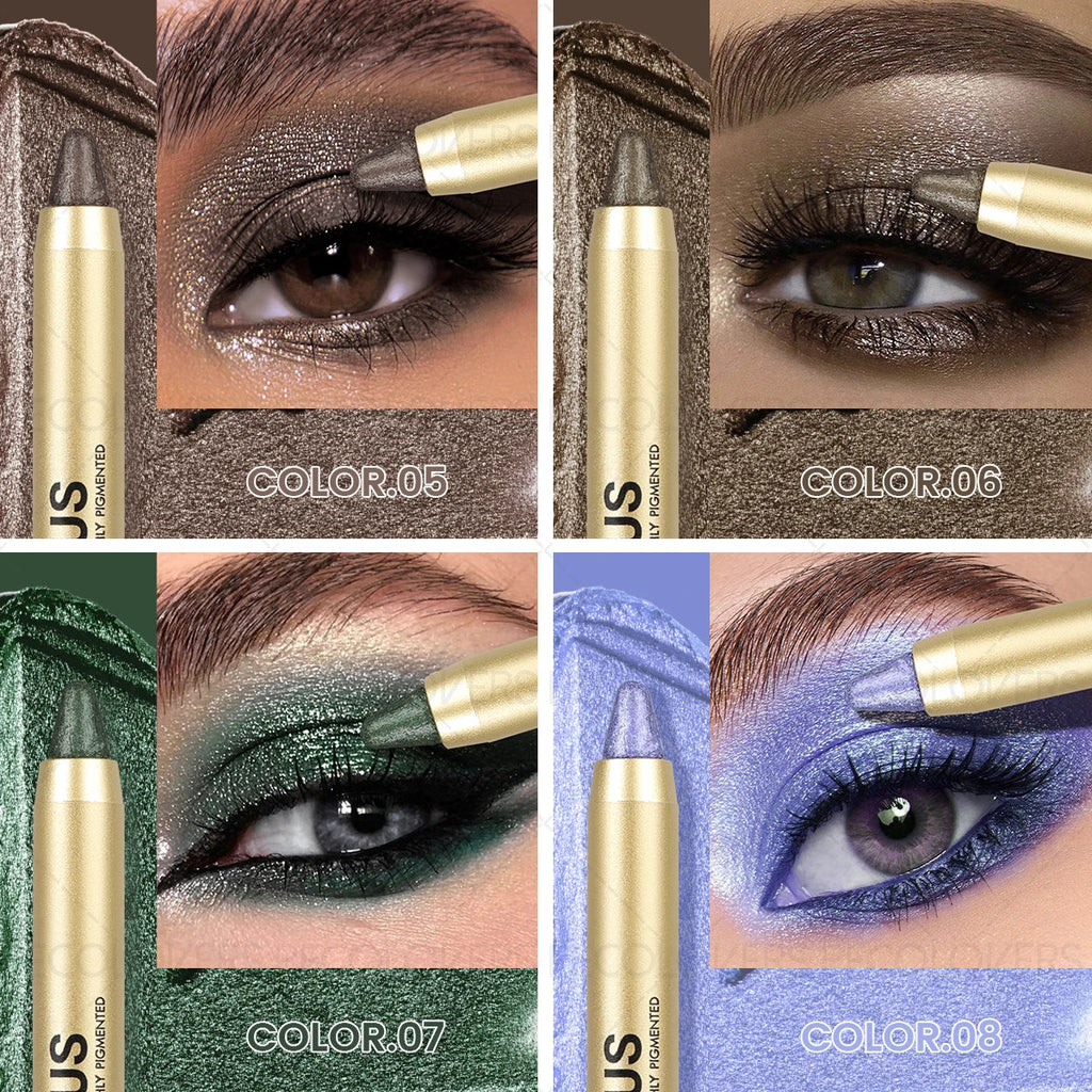 Waterproof Glitter Matte Eyeshadow Stick Set - Dual-Ended Eye Makeup Pen