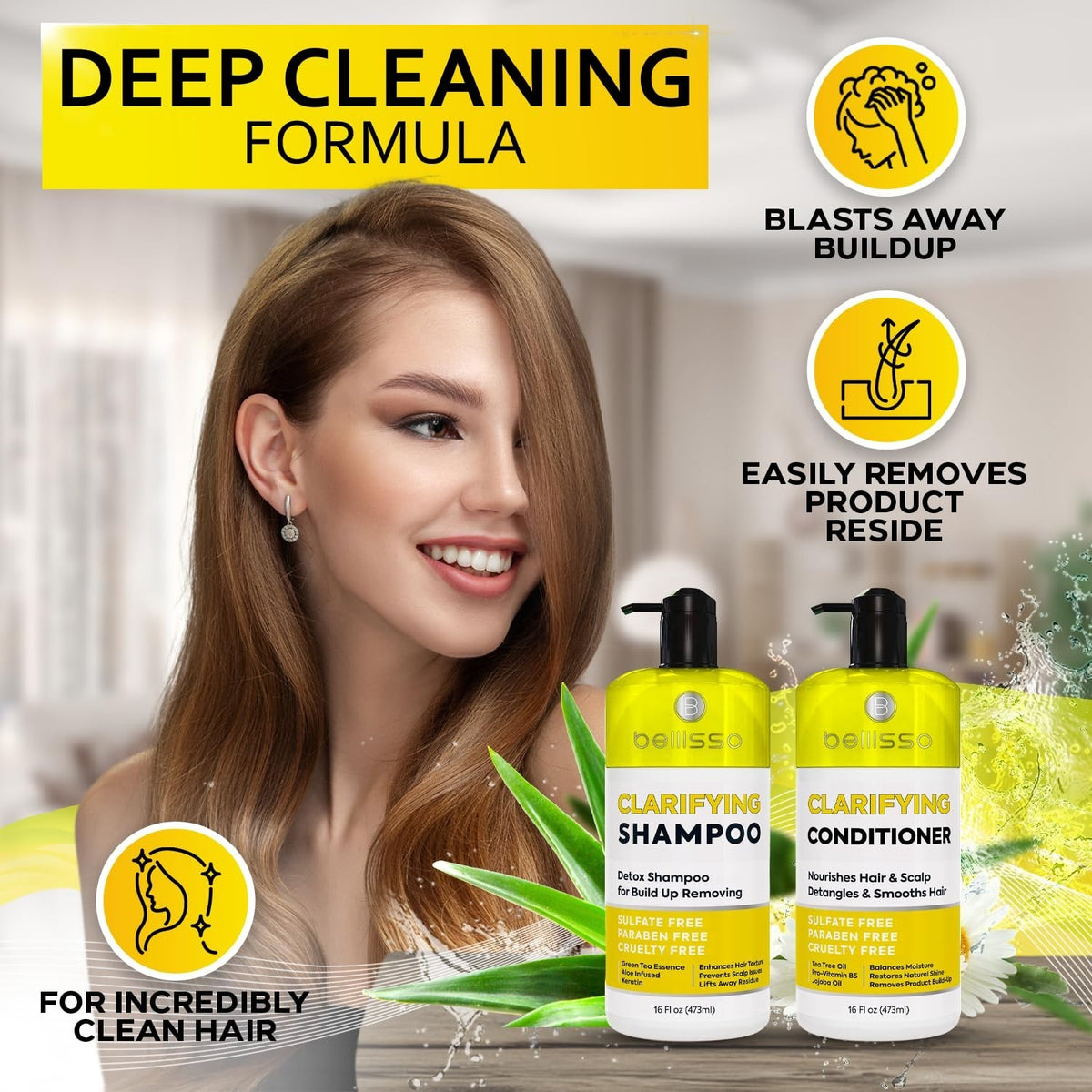 Sulfate-Free Clarifying Shampoo & Conditioner Set for All Hair Types - 32 oz