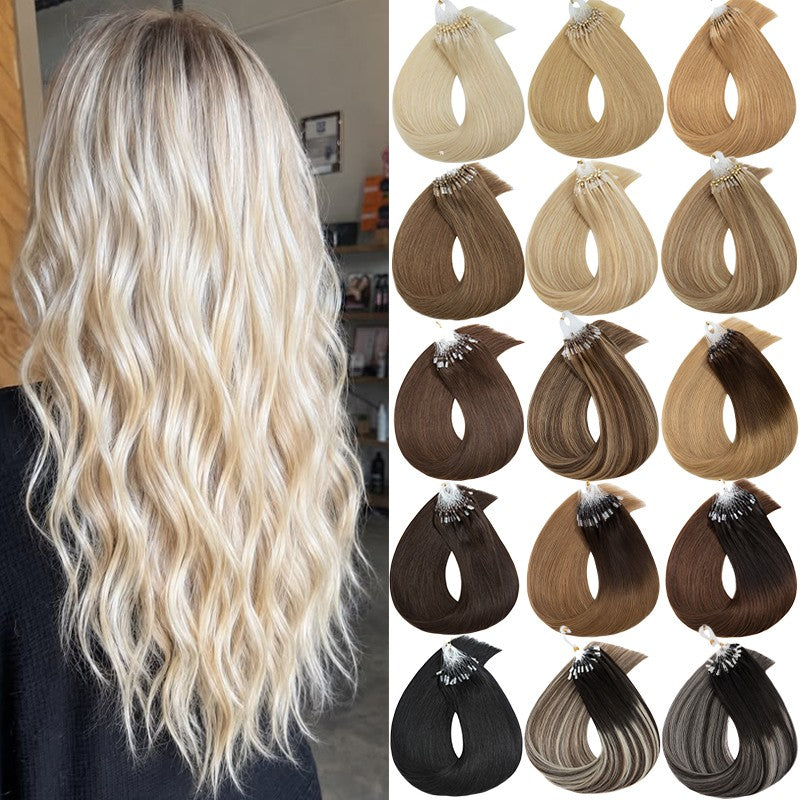 Human Hair Extensions Micro Loop Bead Rings - Real Remy Hair, Multiple Colors & Lengths