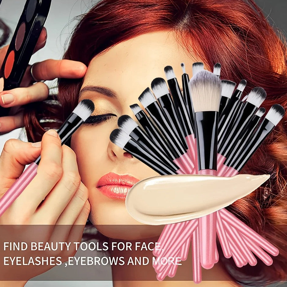 20-Piece Makeup Brush Set for Eyeshadow, Foundation, Powder & Blending
