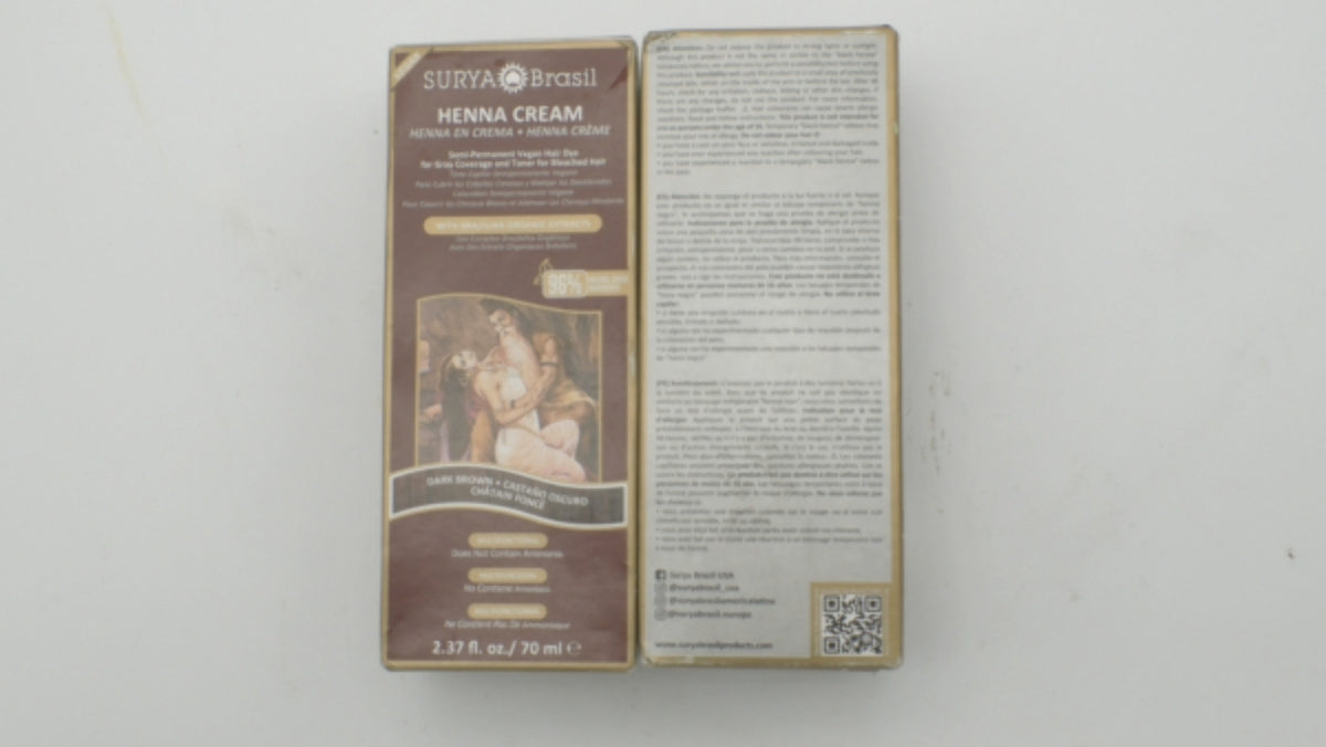 Dark Brown Hair Henna Cream - Natural Semi-Permanent Hair Dye 2 Pack
