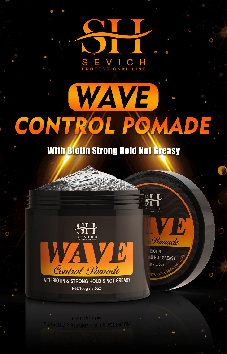 Natural Wave Control Pomade for Men - Strong Hold & Shine, 360 Waves Styling Clay