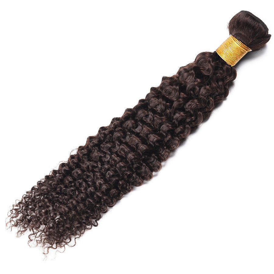 Dark Brown Sew-In Hair Extensions Bundle - Jerry Curl Human Hair 12-18 Inch