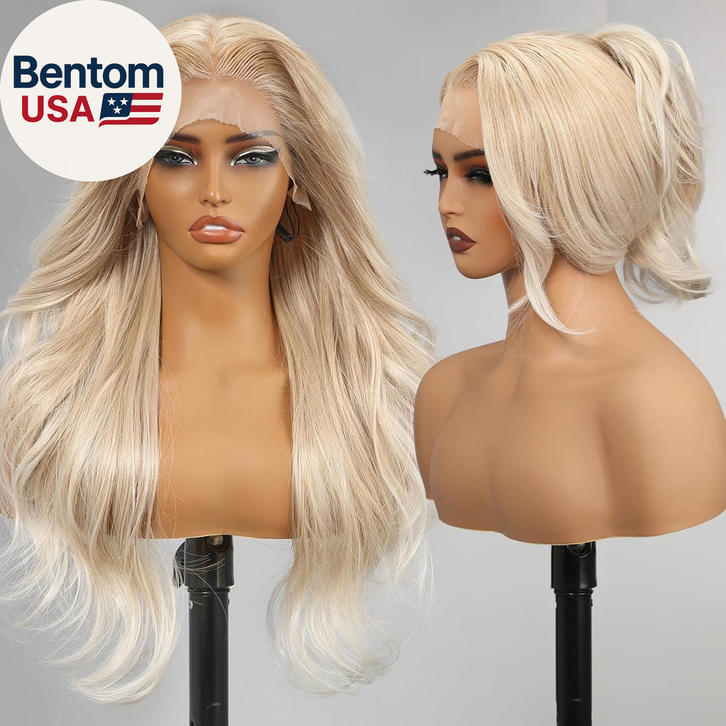 Blonde Synthetic Lace Front Wig 13x4 HD Layered Wave Glueless Wig for Women