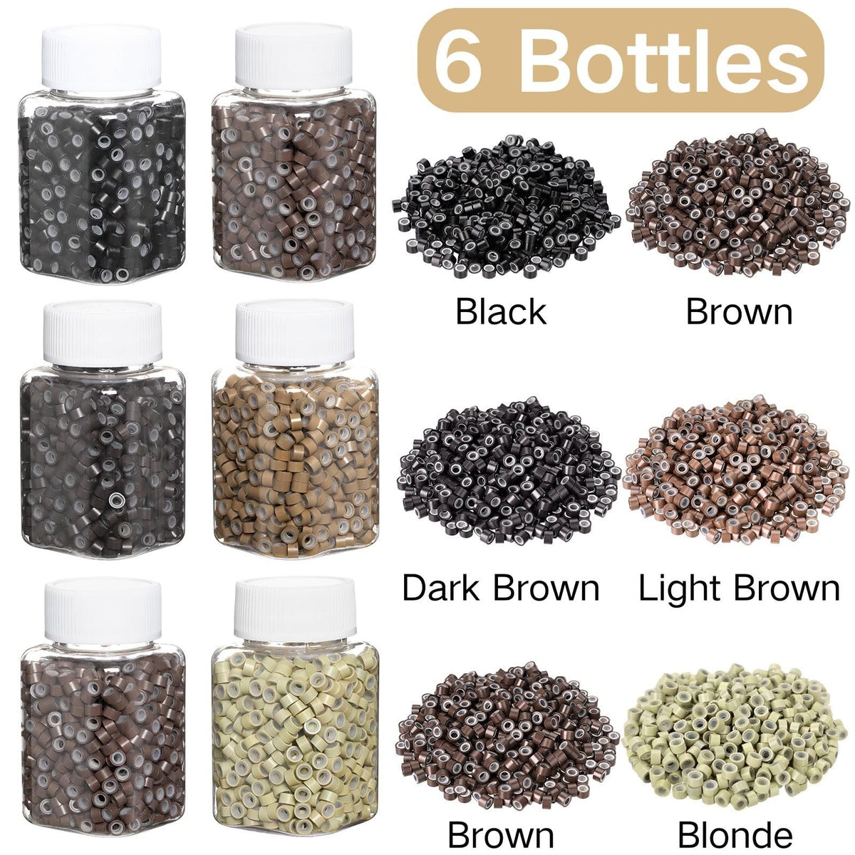 Hair Extension Micro Beads Kit 3000PCS Silicone-Lined for I-Tip & Sew-In Extensions