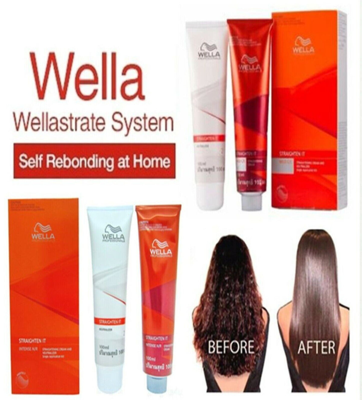 Professional Hair Straightening Cream Kit - 100ML x2 for Up to 12 Weeks Results