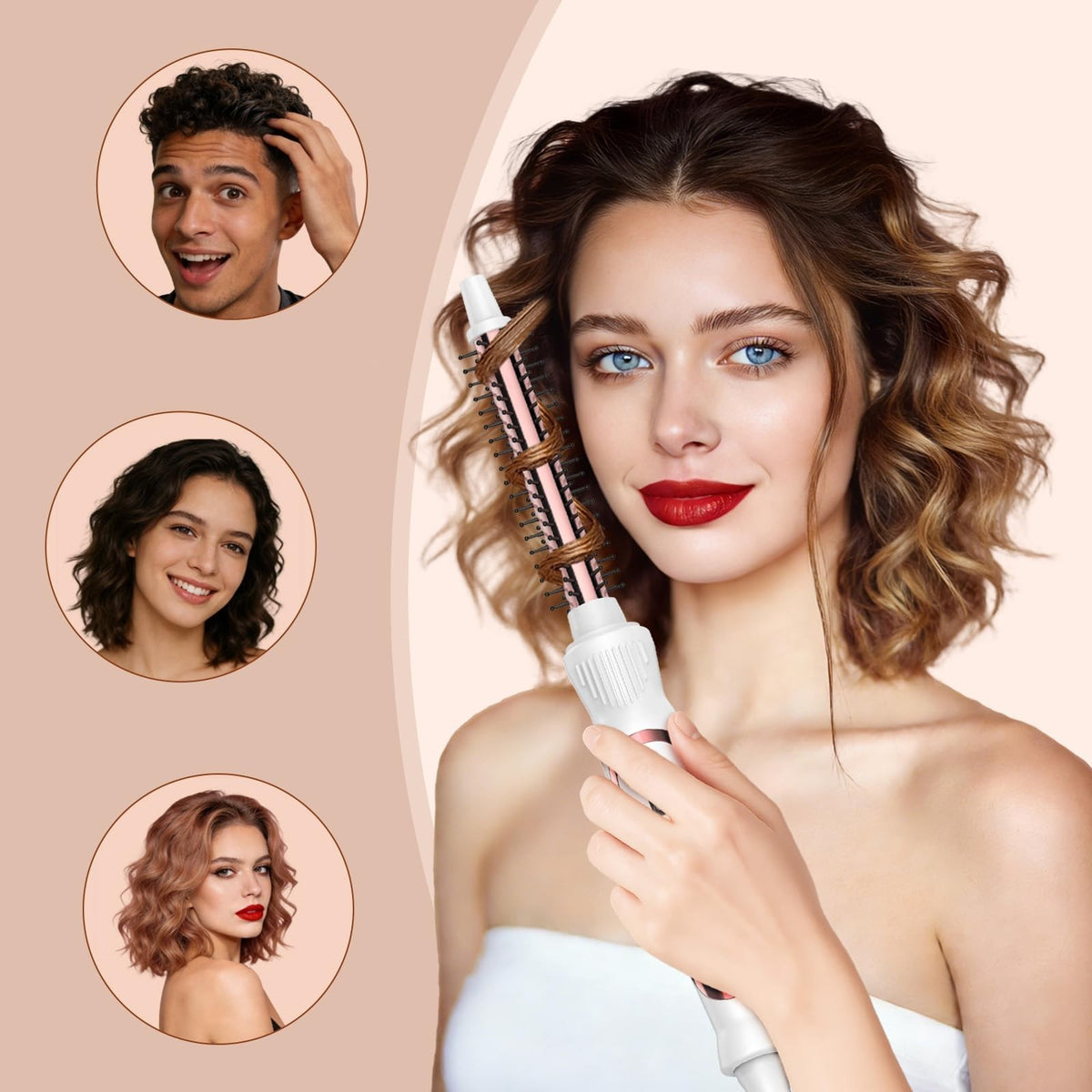 0.5 Inch Thermal Curling Brush - Volumizing Heated Round Styling Tool