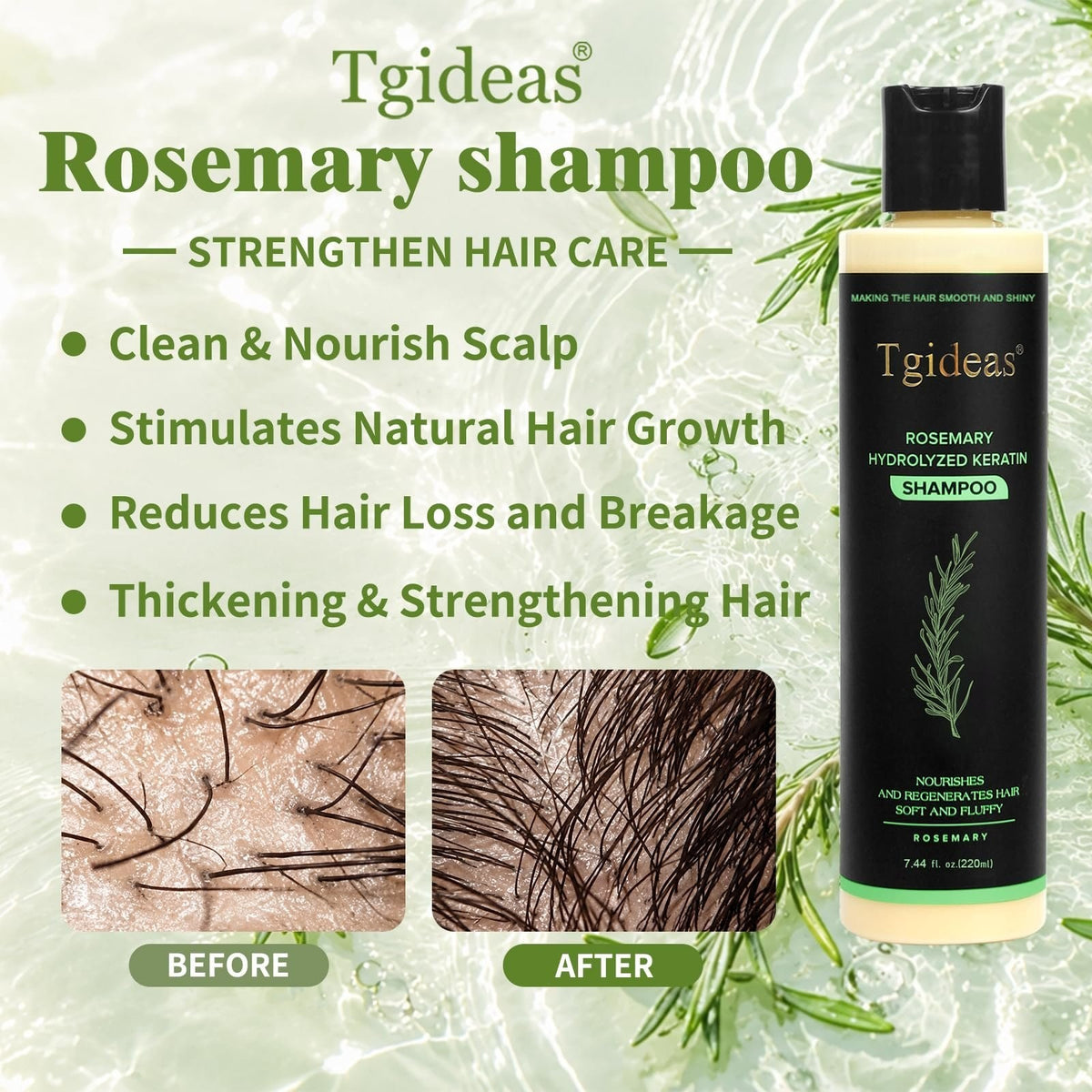 Biotin & Rosemary Volumizing Shampoo for Thinning Hair - 220ml, Sulfate-Free