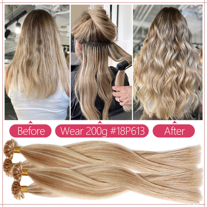 Remy Human Hair Extensions Flat U Tip Keratin Fusion Hair Extensions