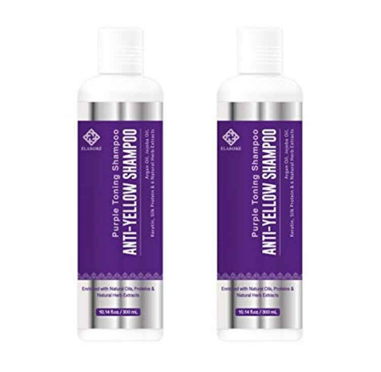 Purple Toning Shampoo for Blonde & Silver Hair - Anti Yellow, 2 Pack 300ml