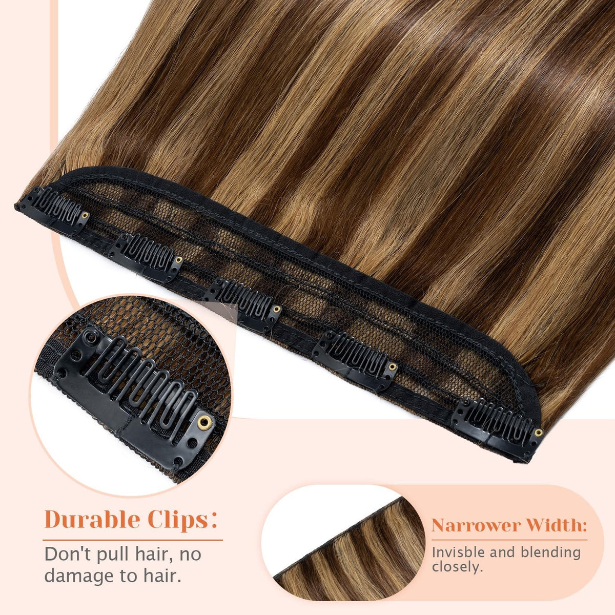 Clip-In Hair Extensions 22 Inch Human Hair Voluminous Length & Style - 55g
