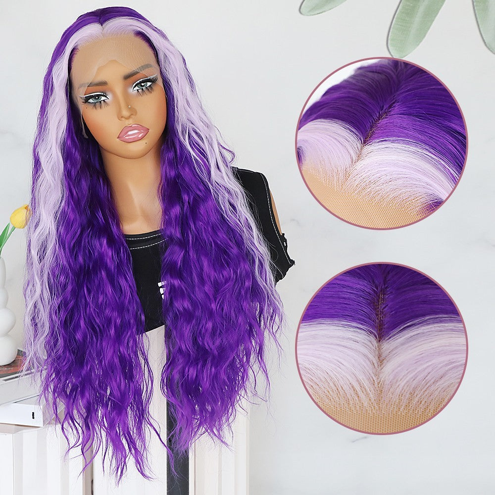 Pre Plucked Purple Curly Lace Front Wig with Heat Resistant Synthetic Hair