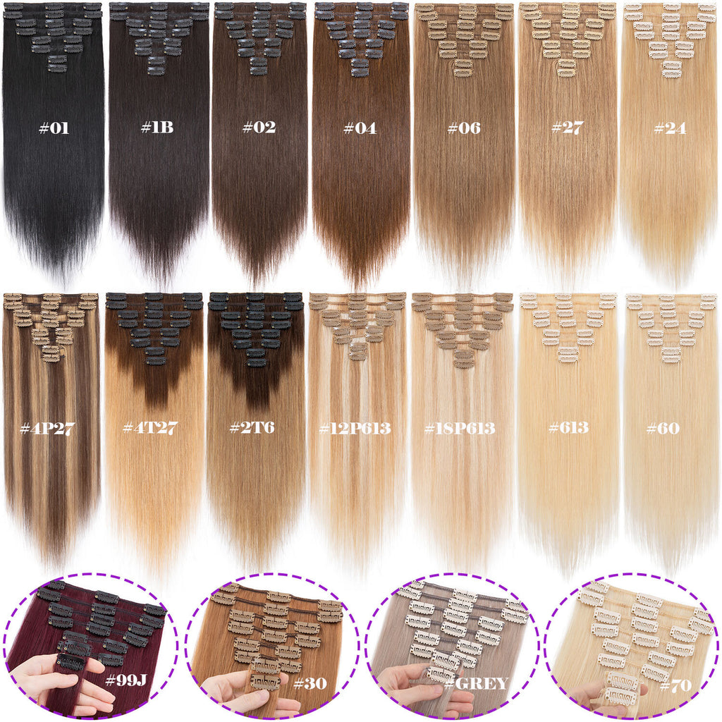 Clip-In Hair Extensions Full Head 8 Pieces Remy Human Hair 4-24 Inches