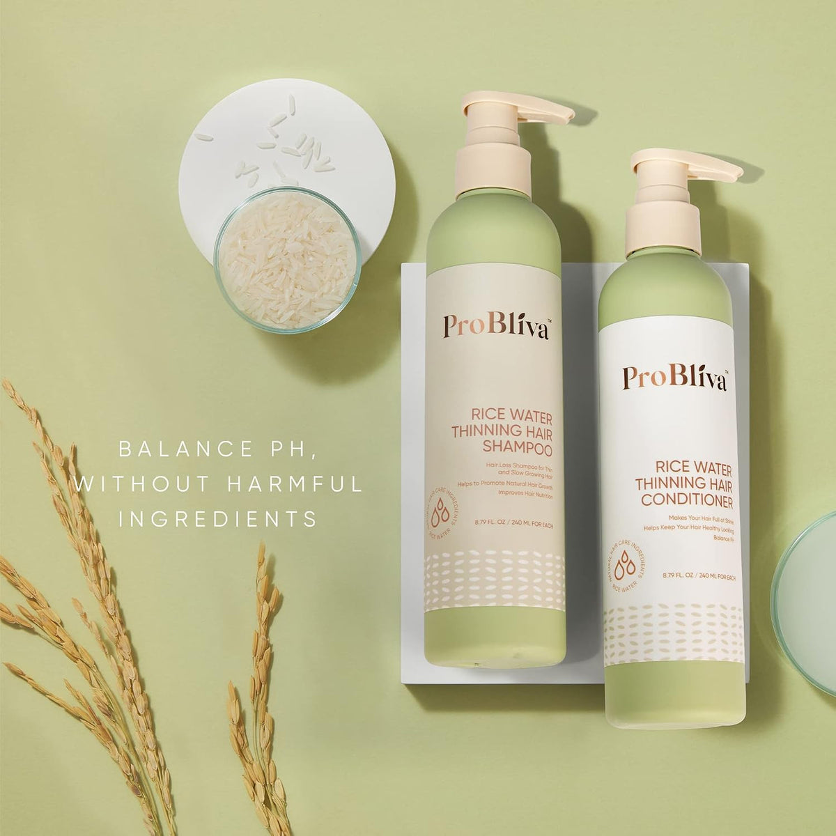 Rice Water Hair Loss Shampoo & Conditioner Set for Thinning Hair - Regrowth & Nourishment