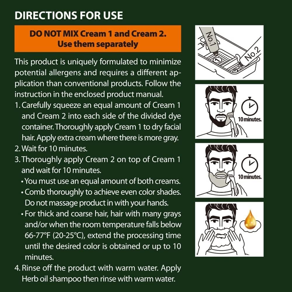 Men's Mustache & Beard Dye Dark Brown 1 Pack - Ammonia-Free, Ppd-Free
