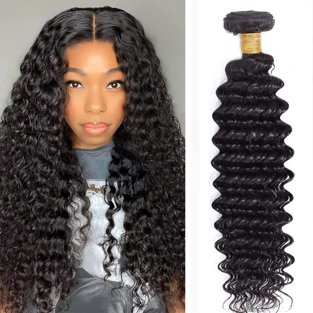 Deep Wave Brazilian Human Hair Bundle - Tangle-Free & Natural 24 Inch