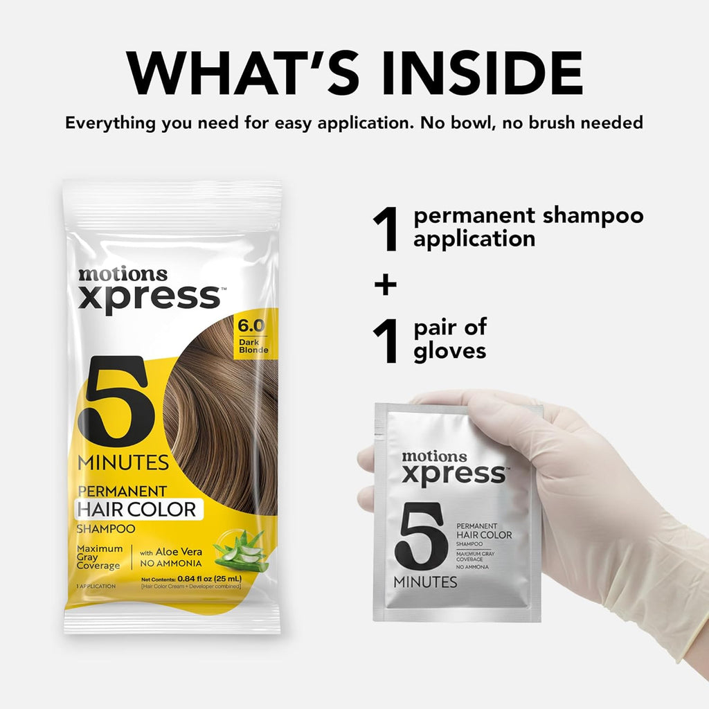 Dark Blonde Permanent Hair Color Shampoo - 5 Minute Gray Coverage, Ammonia Free