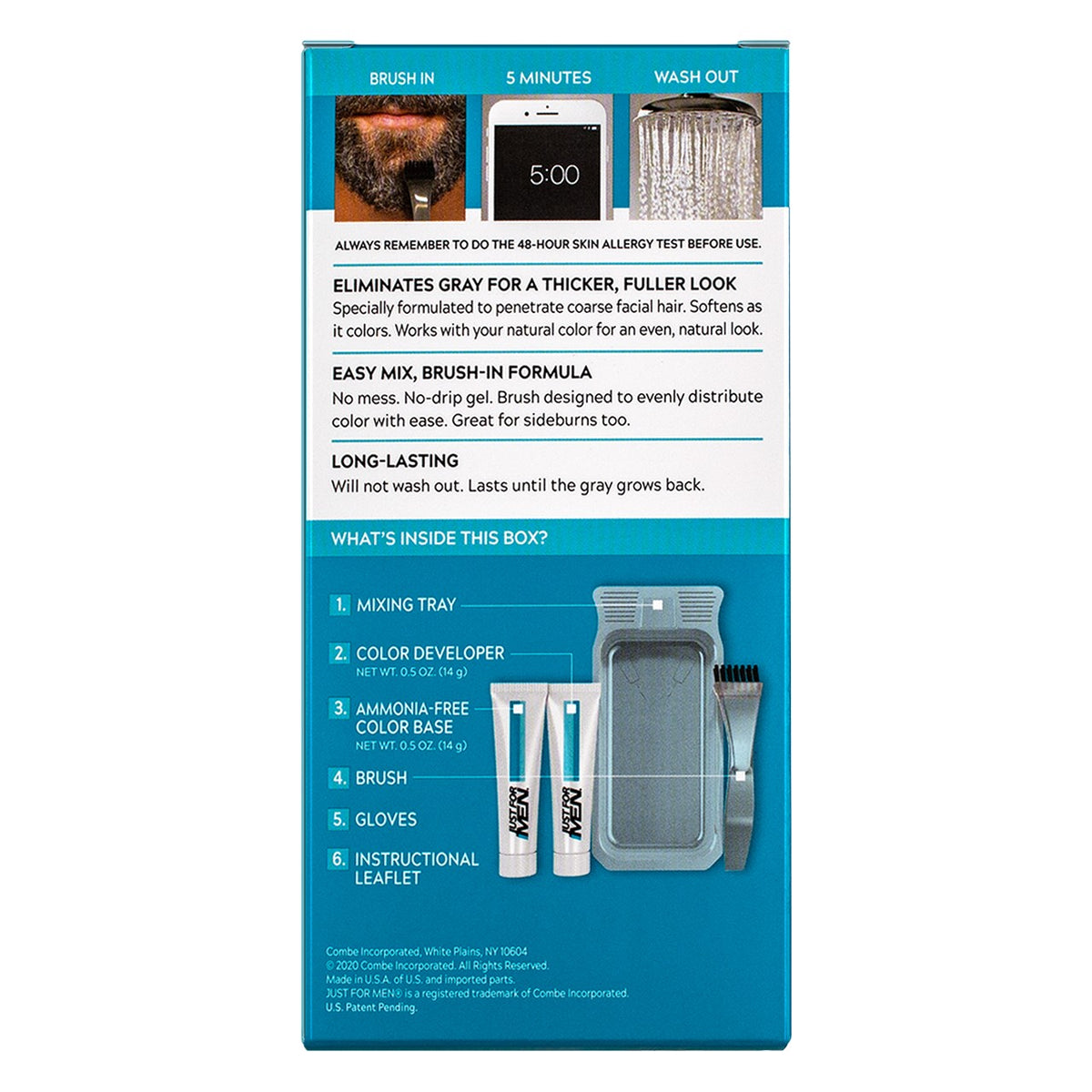 6 Pack Mustache & Beard Coloring Kit - Easy Brush-In Black M-55