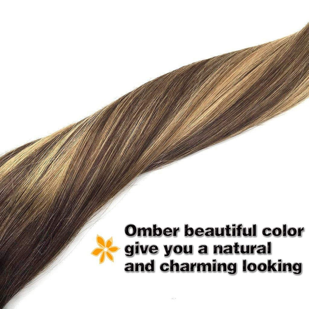 Clip-in Hair Extensions for Women, Real Human Hair, 16 Inch Long, 7pcs