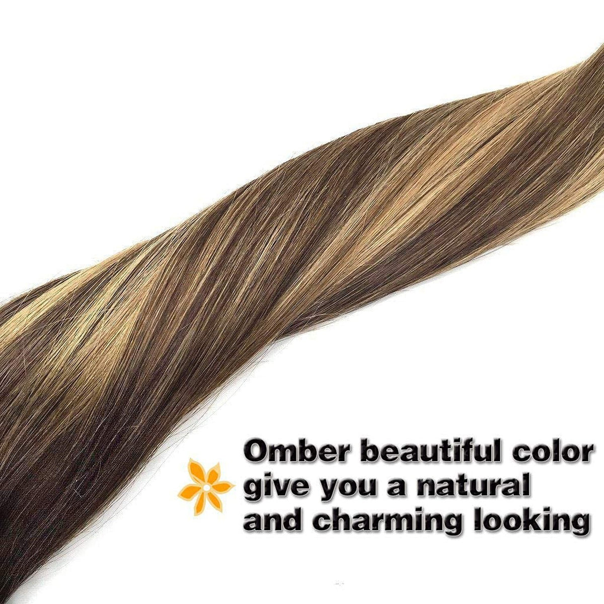 Clip-in Hair Extensions for Women, Real Human Hair, 16 Inch Long, 7pcs