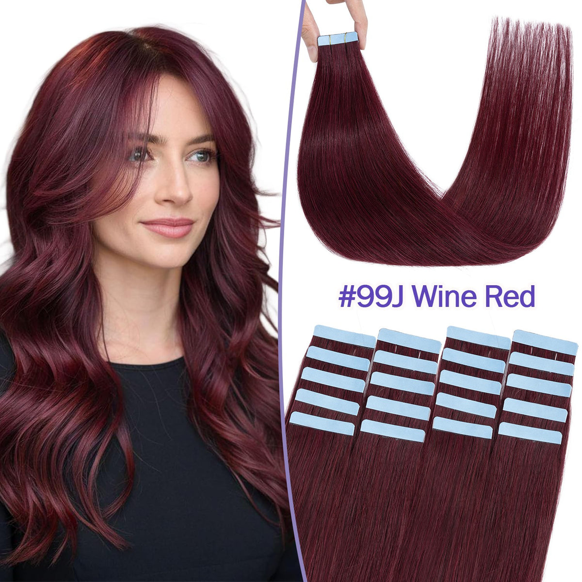 Tape-In 100% Remy Human Hair Extensions Full Head Balayage Ombre