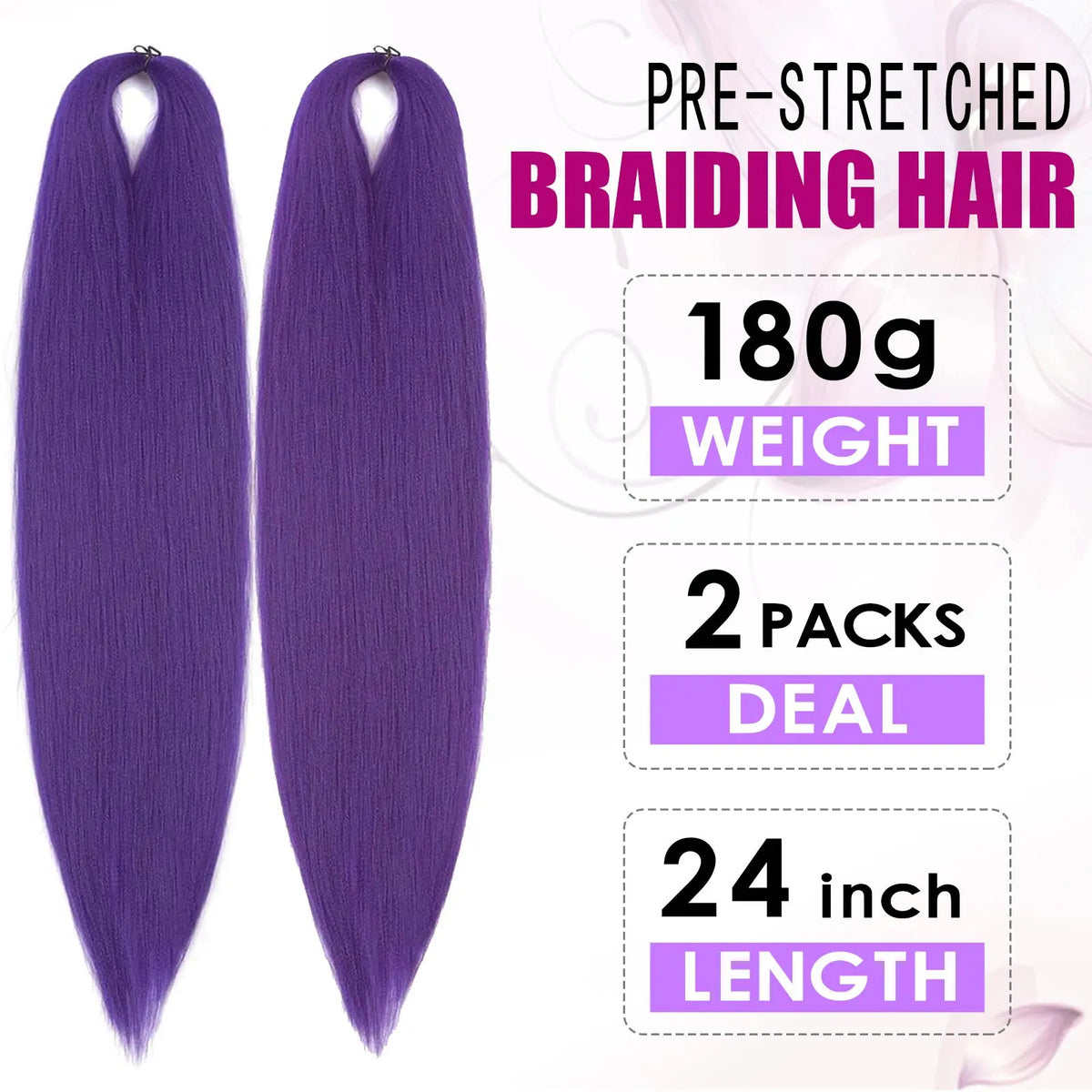 Pre-Stretched Colorful Synthetic Braiding Hair Extensions for Women