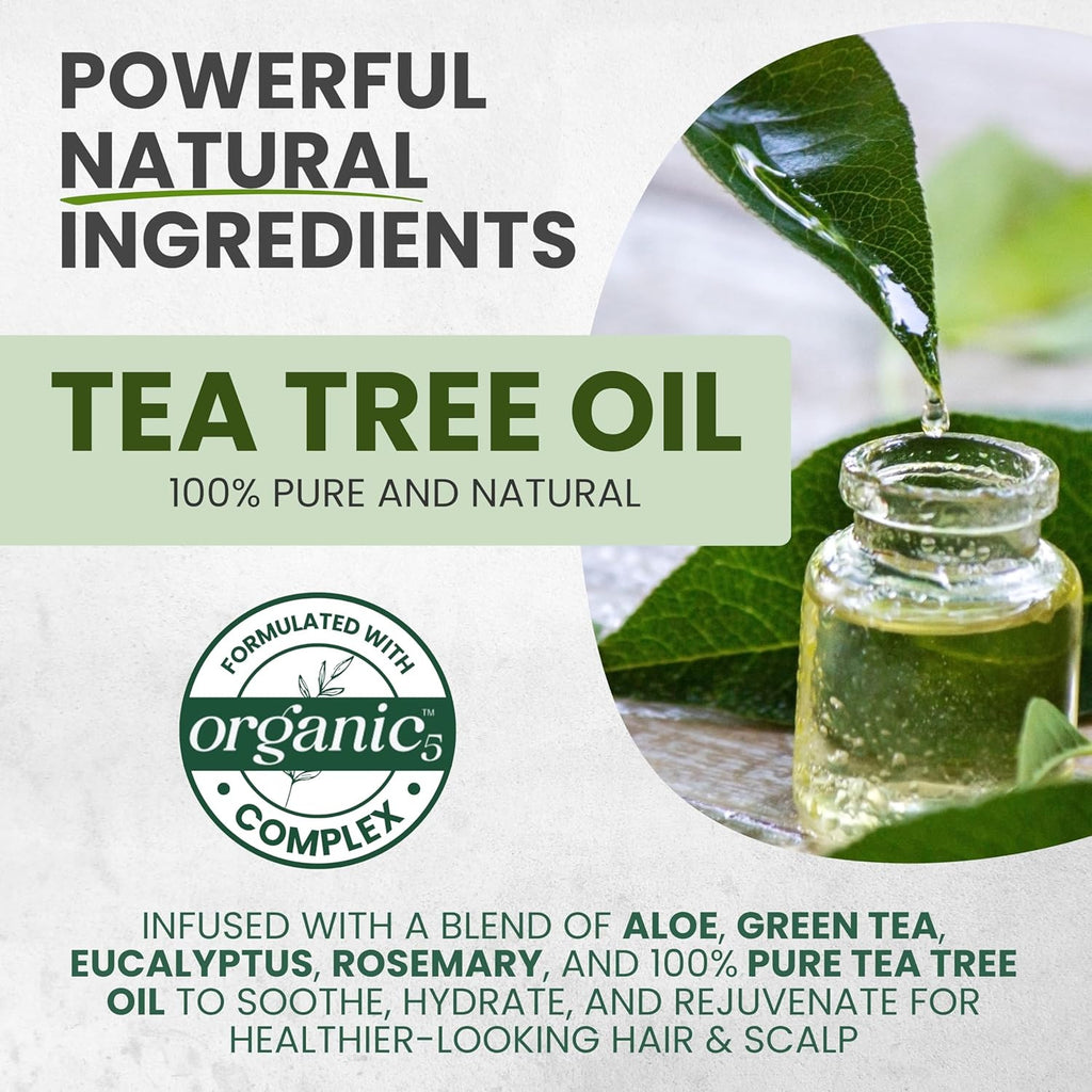 Tea Tree Oil Shampoo and Conditioner Set for Itchy Scalp Relief - Natural Clarifying Hair Care
