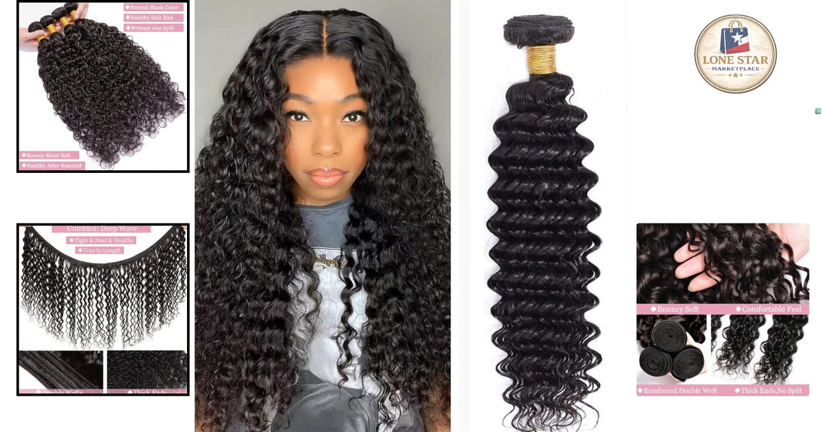 Deep Wave Brazilian Human Hair Bundle - Tangle-Free & Natural 24 Inch